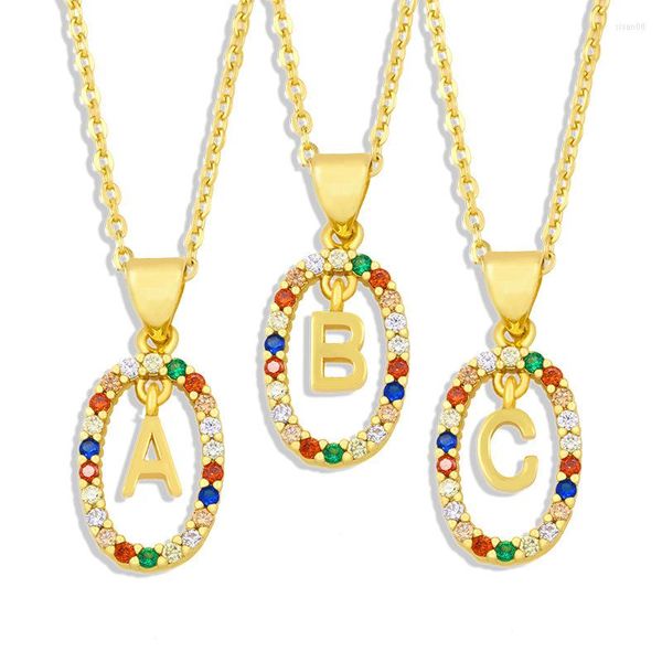 Cadenas A-Z Collar colgante colgante Nombre de color de oro Collares de cadena larga Boho Boho Daurry Jewelry Regalos