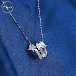 Ketens aazuo 18k wit goud echte prinses diamant mode ster ketting begaafd voor vrouwen 18 inch link keten au750