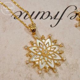 Kettingen Aazuo Echte Sieraden 18K Geel Goud Diamanten Natuurlijke MOP Fee Bloem Ketting Begaafd Voor Vrouwen Luxe Feest 18 Inch Au750