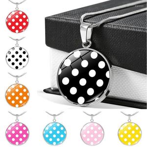 Chaînes Accessoires Rond Polka Dot Temps Bijoual Collier Fashion Fashion Fashion Glass Pendante Pendante Chaîne