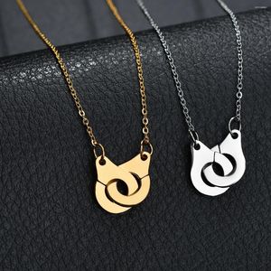 Chaînes Acheerup Mode Menottes Pendentif Collier Pour Femmes En Acier Inoxydable Couleur Or Chaîne Ras Du Cou Couple Bijoux De Noël Cadeau