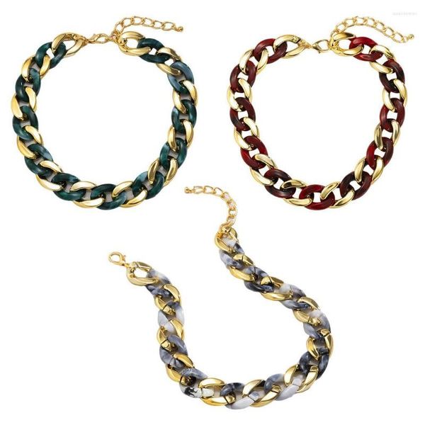 Chaînes Résine Acrylique Choker Chunky Épais Colliers Bijoux De Cou Cubain