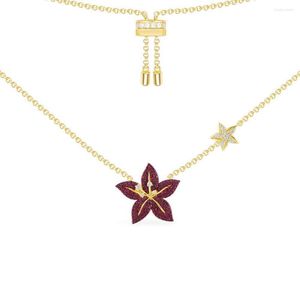 Chaînes réglables Collier de fleurs tropicales jaune doré de haute qualité produit d'été magasin de bijoux de vacances cadeau de Noël