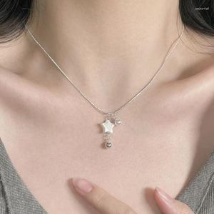 Chaînes Advanced 2023 Design de haute qualité simple brillant eau douce petite perle pentagramme collier sucré doux femelle