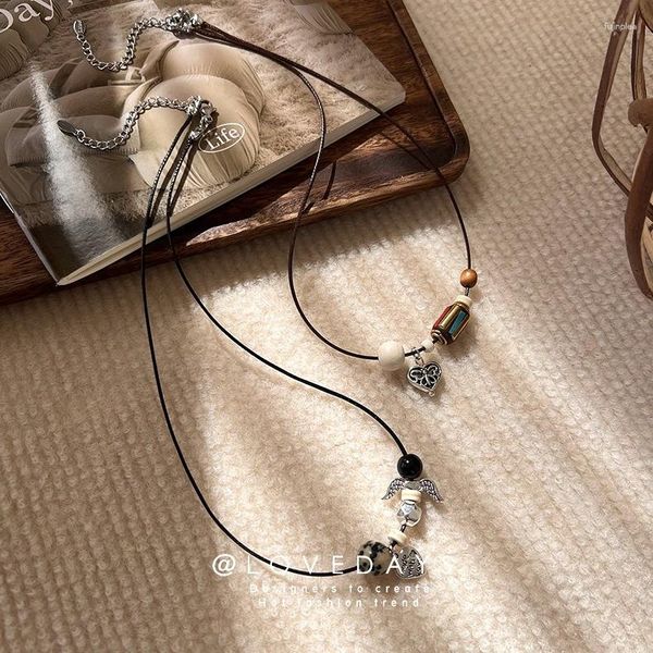 Chaînes avancées modernes chinois métal papillon amour bois de santal perlé Style ethnique chandail chaîne collier polyvalent