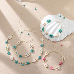 Cadenas vacaciones avanzadas estilo océano dibujos animados Shell collar pulsera Ins diseño pequeño estrella de mar joyería ajustable