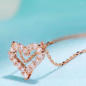 Ketens aeaw verkopen als 0,15ct 18k gele gouden topklasse dame mode hart diamant hanger ketting voor vrouwen