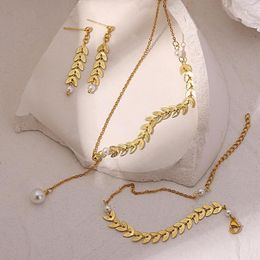 Ketens aensoa minimalistisch oor van tarwe parel hanger kettingen gouden kleur roestvrijstalen geometrische ketting eenvoudige sieraden
