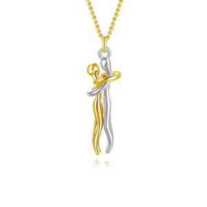 Chaînes Couple affectueux étreignant pendentif collier amoureux de danse ensemble pour toujours bijoux de charme pour les femmes anniversaire de mariage Gif257e