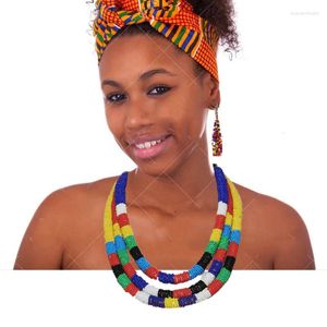 Chaînes Afrique Érythrée Arabe Habesha Moyen-Orient Pendentif en couches Coloré Imitation Perle Collier Collier Boucle D'oreille Ensemble Femmes Cadeau D'anniversaire