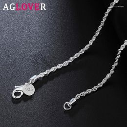 Chaînes AGLOVER 925 Sterling Silver 16/18/20/22/24 pouces Collier de chaîne de corde pour femme homme mode charme anniversaire bijoux de mariage cadeau1