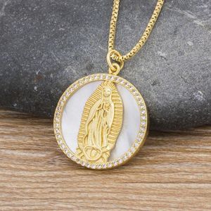 Chaines Aibef charme Daity Virgin Mary Collier Shell Bijoux Religieux Gift For Women Micro Pave Zircon Copper Choker