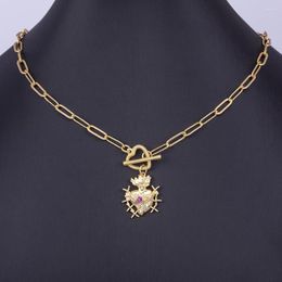 Cadenas AIBEF Clásico Retro Sagrado Corazón Medalla Colgante Christian Jesús Religioso Unisex Cadena Collar Joyería Accesorios Regalo