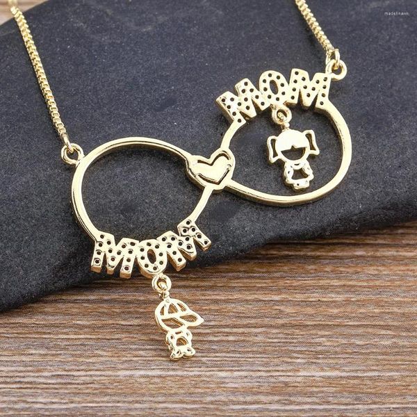 Chaînes AIBEF mode charme mère lettre pendentif collier coloré Zircon garçon fille coeur exquis bijoux fête des mères cadeau