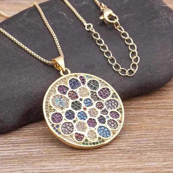 Chaînes AIBEF mode cuivre colliers ras du cou ethnique rond pavé coloré cubique zircone pendentif hommes femme bijoux accessoires cadeau