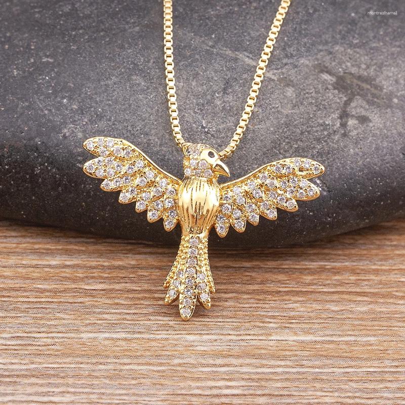 Chains AIBEF Fashion Cubic Zircon Eagle Pendant Necklace Women Men Religion Jewelry Gold Color Copper Chain Necklaces Gift