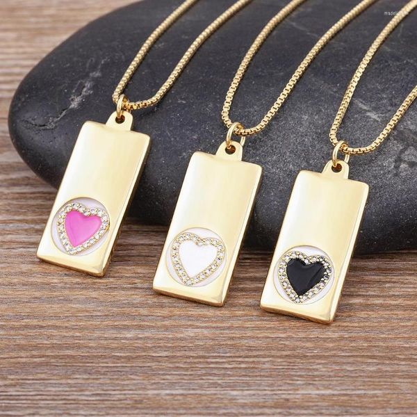 Chaînes AIBEF mode romantique coeur collier 3 couleurs longue chaîne cuivre Zircon charme fête Couple mariage bijoux cadeau