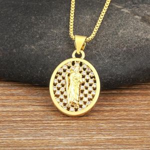 Kettingen AIBEF Religieuze Maagd Maria Portret Hanger Vrouwen Koperen Ketting Goud Kleur Bid Sieraden Trendy Gift Trui Keten Accessoires