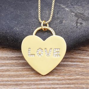 Kettingen Aibef Romantische liefdesbrief Hartvormige hanger ketting ingelegde zirkoon sieraden vrouwelijk eenvoudig Frans chique bruiloft cadeau