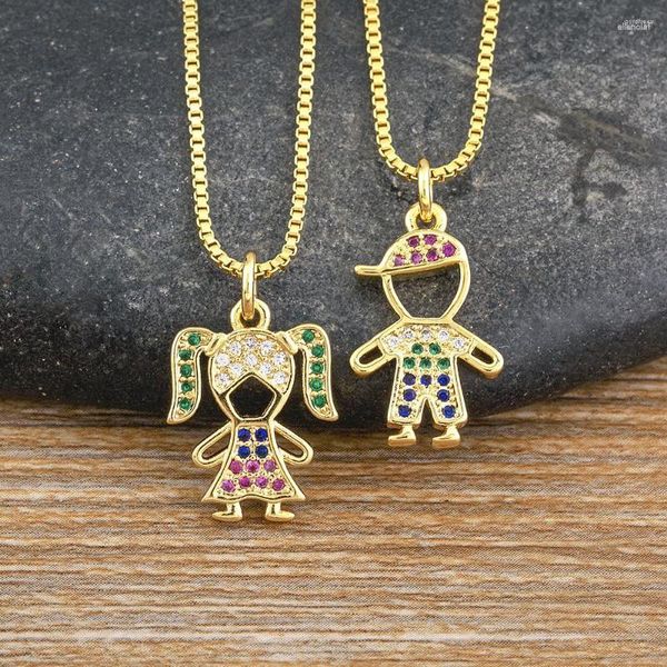 Chaînes AIBEF À La Mode Garçon Fille Cuivre CZ Collier Femmes Multicolore Cristal Enfants Et Fête Des Mères Anniversaire Pendentif Bijoux Cadeau