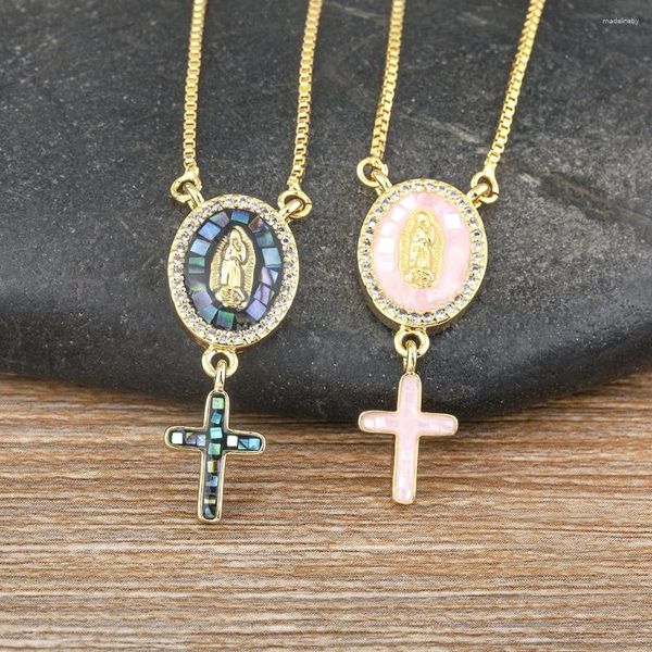 Chaînes AIBEF Vierge Marie Croix Pendentif Collier Femmes Hommes Noble Charme Élégant Femme Religieux Prier Bijoux Anniversaire Cadeau En Gros