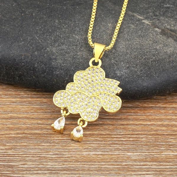 Chaînes AIBEF Météo Style Nuage Pluie Forme Pendentif Simple Cristal Géométrique Collier Cuivre Zircone Brillant Clavicule Bijoux Femmes Cadeau