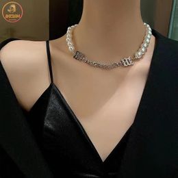 Chaînes Akizoom Mode Collier en acier inoxydable pour femmes Ras du cou Perle Perle Épaisse Chian Pendentif Réglable Parti Bijoux Cadeau