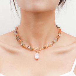 Cadenas Alien Pearl Ot Collar de hebilla para mujeres Beach Minimalista y moderno Turquesa de color