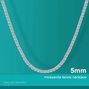 Kettingen Alitree 5mm Moissanite Tennis ketting Volledige diamanten hanger met GRA -certificaat 925 Sterling zilveren sieraden voor vrouwenman