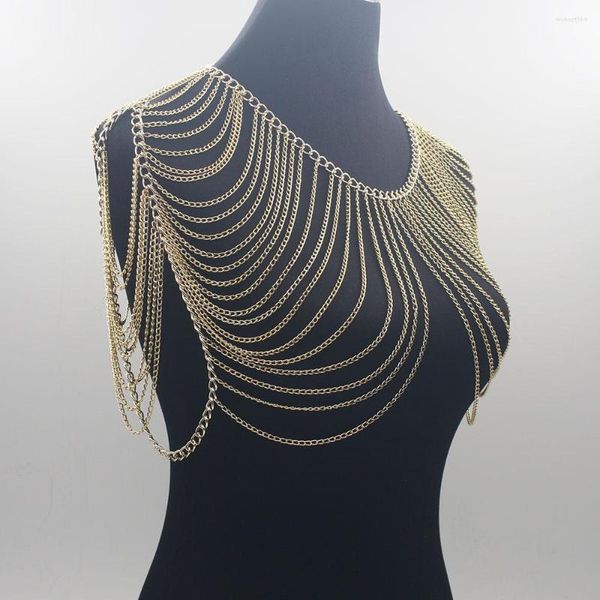 Cadenas de aleación multicapa borla collar estilo clásico joyería declaración cuerpo cadena hombro para mujeres BY241