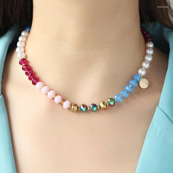 Chaînes ALTERA été bohême coloré mélange perles de cristal collier à breloques pour les femmes mode à la main brillant pierre Y2K tour de cou bijoux fête