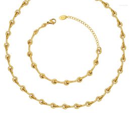 Chaînes Amaiyllis 18K Or Lumière De Luxe Crochet Fermoir Collier Bracelet Ensemble De Bijoux Niche Hip Hop Punk Industrie Lourde