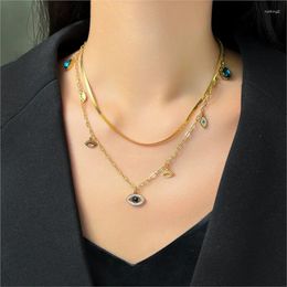 Chaînes Anenjery 316L en acier inoxydable bleu zircon collier pour femmes femme luxe bracelet fête bijoux accessoire en gros