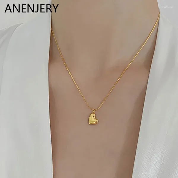 Chaines Aenjery 316l en acier inoxydable amour coeur pendentif clavicule collier coréen dames fête bijoux cadeau en gros