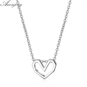 Chaînes Anenjery Mode Creux Amour Coeur Collier Pour Femmes Cadeau 925 Sterling Silver Collares S-N2811