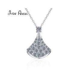 Chains Angel Womens Collier Moissan Diamond S925 Sterling Sier 0,62Ct petit ventilateur Pendante Boutique Jewelrychains Drop Livil