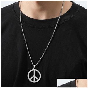 Chaînes Anti-Guerre Symbole De Paix Accessoires Collier Pour Hommes Titane Acier Pendentif En Acier Inoxydable Bijoux Coréens Pour Garçon Drop Livraison Colliers Dh6Ih