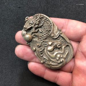 Chaines anciens anciens vieux tibétain argent dragon spirit spirit tag pendant collier 1
