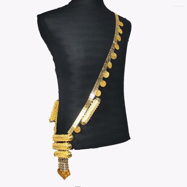 Cadenas árabe joyería de boda collar femenino chapado en oro moneda colgante cuerpo cadena kurdo mujeres regalo Goth Vintage collares para