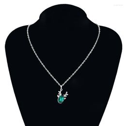 Chaînes arrivée vert Zircon pendentif chaîne collier couleur argent bulkhorn bois mode cristal rond pour les femmes bijoux