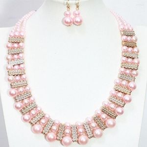 Ketens aankomst roze ronde schaal gesimuleerd-pearl multilayer ketting ketting trendy dames sieraden 16 inch b1274-1