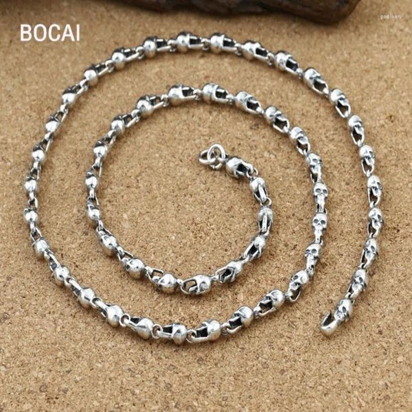 Cadenas Llegada Cráneo con cadena de plata 100% 925 Sterling Man Collar Colgante para mujeres y hombres Joyería fina Cadenas Godl22