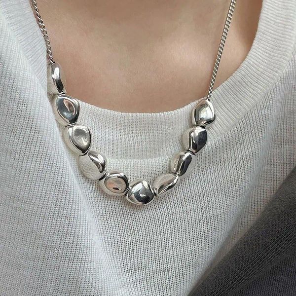 Chaînes Arrivée Tendance Irrégulière Pierre Design Thai Argent Femme Collier Bijoux Pour Femmes Chandail Chaîne Ne Se Fanent Jamais