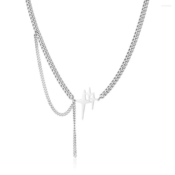 Chaînes arrivées en acier inoxydable perle artificielle croix étoile chaîne collier Hip Hop épissage mode tendance bijoux cadeau pour lui