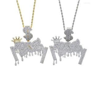 Kettingen kwamen aan Men Boy Long Rope Chain ketting met goud vergulde grote grote letter geldhanger voor punk hiphop sieraden