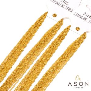 Chaînes ASONSTEEL 10pcs / lot torsadé Singapour chaîne couleur or plaqué lien collier en acier inoxydable 2mm largeur en gros femmes hommes