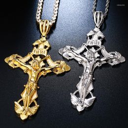 Kettingen Atoztide Klassieke INRI Crucifix Jezus Stuk Kruis Ketting Hanger Met Tennisketting Mannen Religieuze Sieraden