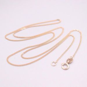 Kettingen AU750 Puur 18K Rose Gouden Ketting 1mm Curb Link Ketting 1.9-2g / 17.3inch Voor Vrouwen Lucky Gift