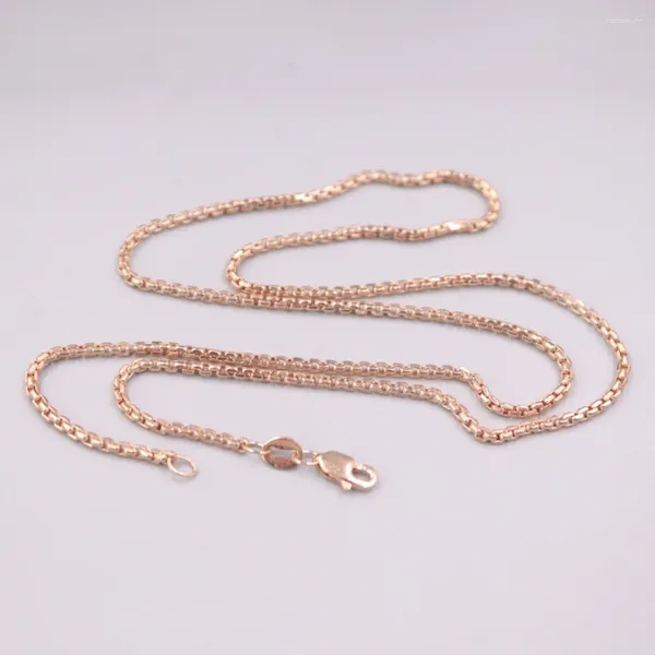 Cadenas AU750 Pure 18K Collar de oro rosa Ancho 1.8mm Holllow Caja cuadrada Cadena de enlace para hombres Mujeres Regalo 40-60 cm