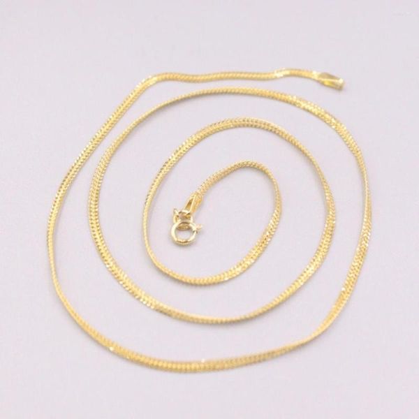 Cadenas AU750 Collar de oro amarillo puro de 18 quilates 1,8 mm Cadena de eslabones de doble curva 2,4 g / 18 pulgadas para mujeres Regalo afortunado